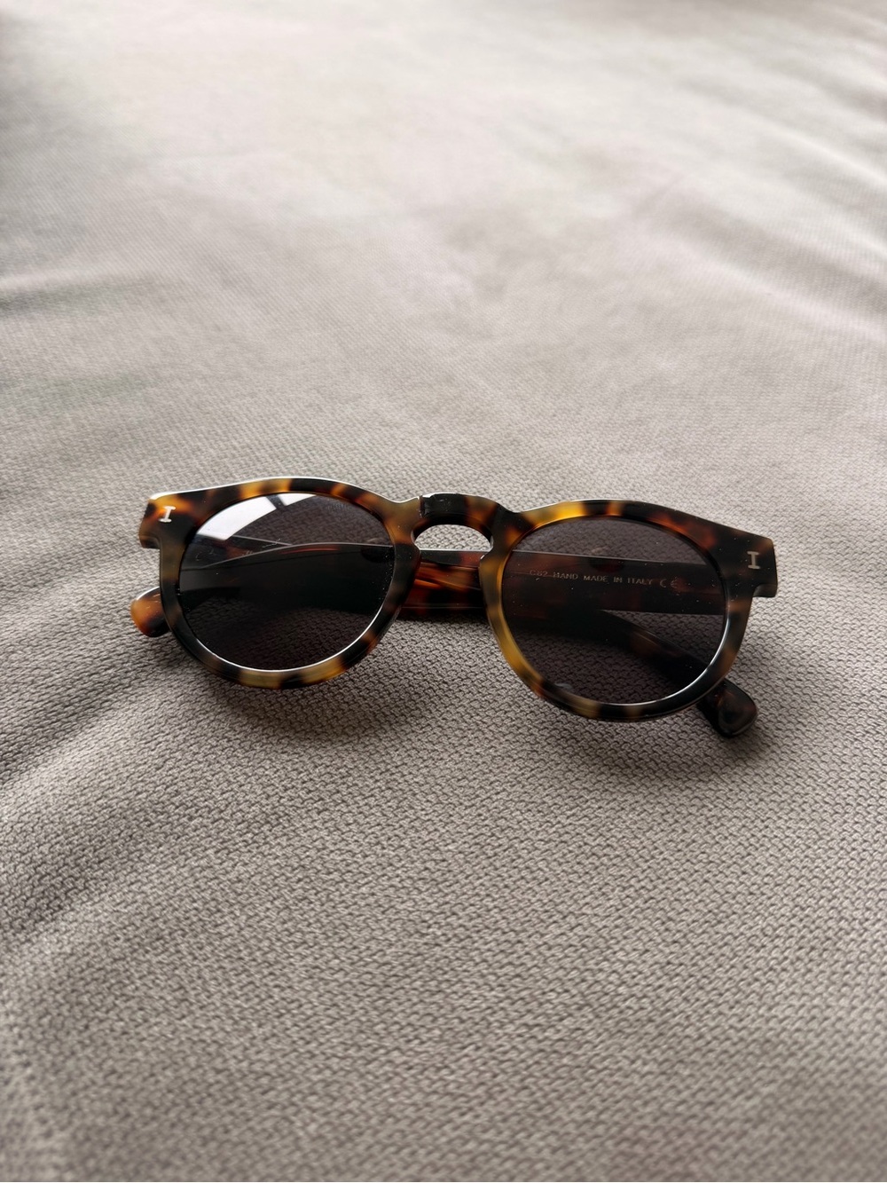 Illesteva Tortoiseshell Round Sunglasses with Dark Lenses